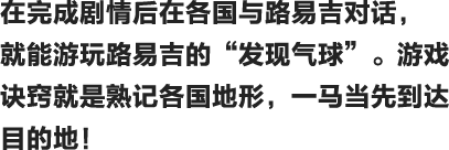 在完成剧情后在各国与路易吉对话，就能游玩路易吉的“发现气球”。游戏诀窍就是熟记各国地形，一马当先到达目的地！