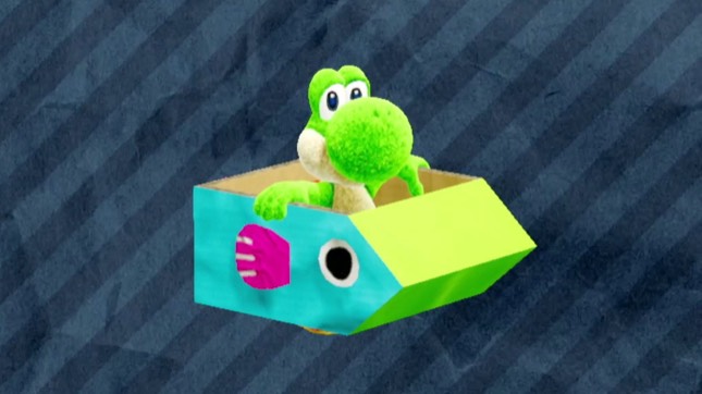 Yoshi in the Light-Blue Fish in-game costume.